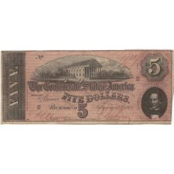 1864 $5 Confederate States of America Bank Note