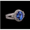 Image 1 : 14KT White Gold 3.14 ctw Tanzanite and Diamond Ring
