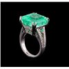 Image 4 : 18.15 ctw Emerald and Diamond Ring - 14KT White Gold