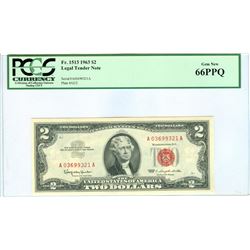 1963 PCGS GN66PPQ $2 Red Seal Legal Tender Bank Note