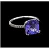 Image 1 : 4.91 ctw Tanzanite and Diamond Ring - 14KT White Gold