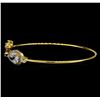 Image 2 : Star and Drop CZ Open Bangle Bracelet - Gold Plated