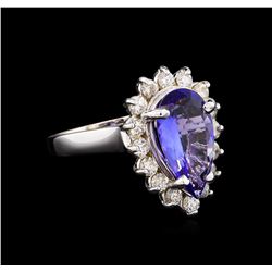 2.85 ctw Tanzanite and Diamond Ring - 14KT White Gold