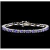 Image 1 : 8.11 ctw Tanzanite and Diamond Bracelet - 14KT White Gold