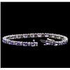 Image 3 : 8.11 ctw Tanzanite and Diamond Bracelet - 14KT White Gold