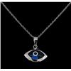 Image 2 : Evil Eye Pendant With Chain - 14KT White Gold
