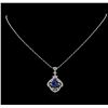 Image 1 : 18KT White Gold 3.61 ctw Tanzanite and Diamond Pendant With Chain