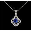 Image 2 : 18KT White Gold 3.61 ctw Tanzanite and Diamond Pendant With Chain