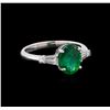 Image 1 : 1.54 ctw Emerald and Diamond Ring - 14KT White Gold