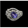 Image 2 : 1.73 ctw Tanzanite and Diamond Ring - 14KT White Gold