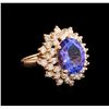 Image 1 : 5.47 ctw Tanzanite and Diamond Ring - 14KT Rose Gold