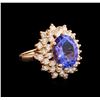 Image 1 : 5.47 ctw Tanzanite and Diamond Ring - 14KT Rose Gold