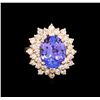 Image 2 : 5.47 ctw Tanzanite and Diamond Ring - 14KT Rose Gold