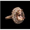 Image 1 : 10.55 ctw Morganite and Diamond Ring - 14KT Rose Gold