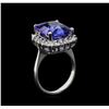 Image 3 : 7.92 ctw Tanzanite and Diamond Ring - 14KT White Gold