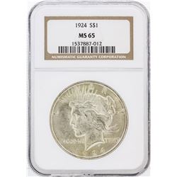 1924 NGC MS65 Peace Silver Dollar