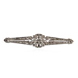 0.65 ctw Diamond Brooch - 14KT White Gold