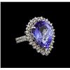 Image 1 : 9.24 ctw Tanzanite and Diamond Ring - 14KT White Gold