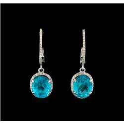 6.35 ctw Apatite and Diamond Earrings - 14KT White Gold