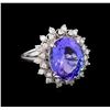 Image 1 : 6.90 ctw Tanzanite and Diamond Ring - 14KT White Gold
