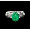 Image 2 : 2.60 ctw Emerald and Diamond Ring - Platinum