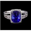 Image 2 : 4.07 ctw Tanzanite and Diamond Ring - 14KT White Gold