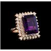 Image 1 : 14KT Rose Gold 10.76 ctw Amethyst and Diamond Ring