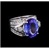 Image 1 : 8.75 ctw Tanzanite and Diamond Ring - 14KT White Gold