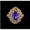 Image 2 : 3.33 ctw Tanzanite and Diamond Ring - 14KT Rose Gold