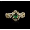 Image 2 : 14KT Yellow Gold 0.82 ctw Emerald and Diamond Ring