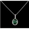 Image 1 : 2.19 ctw Emerald and Diamond Pendant With Chain - 14KT White Gold