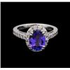 Image 2 : 2.23 ctw Tanzanite and Diamond Ring - 14KT White Gold