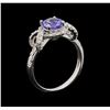 Image 4 : 14KT White Gold 1.25 ctw Tanzanite and Diamond Ring