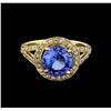 Image 2 : 14KT Yellow Gold 2.96 ctw Tanzanite and Diamond Ring