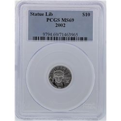 2002 PCGS MS69 $10 Statue of Liberty American Eagle Platinum Coin