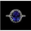 Image 2 : 5.03 ctw Tanzanite and Diamond Ring - 14KT White Gold