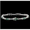 Image 2 : 3.13 ctw Alexandrite and Diamond Bracelet - 14KT White Gold