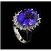 Image 4 : 8.58 ctw Tanzanite and Diamond Ring - 14KT White Gold