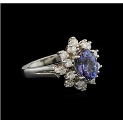 2.20 ctw Tanzanite and Diamond Ring - 14KT White Gold