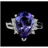 Image 2 : 4.98 ctw Tanzanite and Diamond Ring - 14KT White Gold