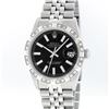 Image 1 : Rolex Stainless Steel Black Index Pyramid Diamond DateJust Men's Watch