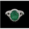 Image 2 : 3.00 ctw Emerald and Diamond Ring - 14KT White Gold