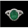 Image 2 : 3.00 ctw Emerald and Diamond Ring - 14KT White Gold