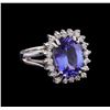 Image 1 : 4.70 ctw Tanzanite and Diamond Ring - 14KT White Gold