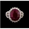 Image 2 : GIA Cert 8.62 ctw Ruby and Diamond Ring - 14KT White Gold