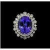 Image 2 : 8.11 ctw Tanzanite and Diamond Ring - 14KT White Gold