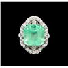 Image 2 : GIA Cert 11.70 ctw Emerald and Diamond Ring - 14KT White Gold