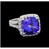 Image 1 : GIA Cert 9.06 ctw Tanzanite and Diamond Ring - 14KT White Gold