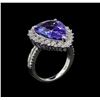 Image 4 : 9.78 ctw Tanzanite and Diamond Ring - 14KT White Gold