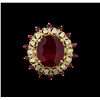 Image 2 : 14.37 ctw Ruby and Diamond Ring - 14KT Yellow Gold